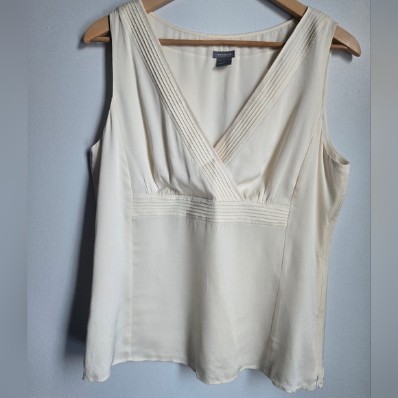 Ann Taylor Tops - ANN TAYLOR Elegant Cream Sleeveless Silk Top